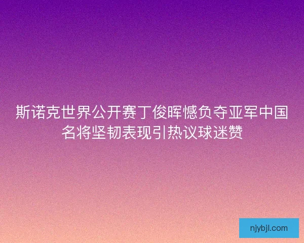 斯诺克世界公开赛丁俊晖憾负夺亚军中国名将坚韧表现引热议球迷赞